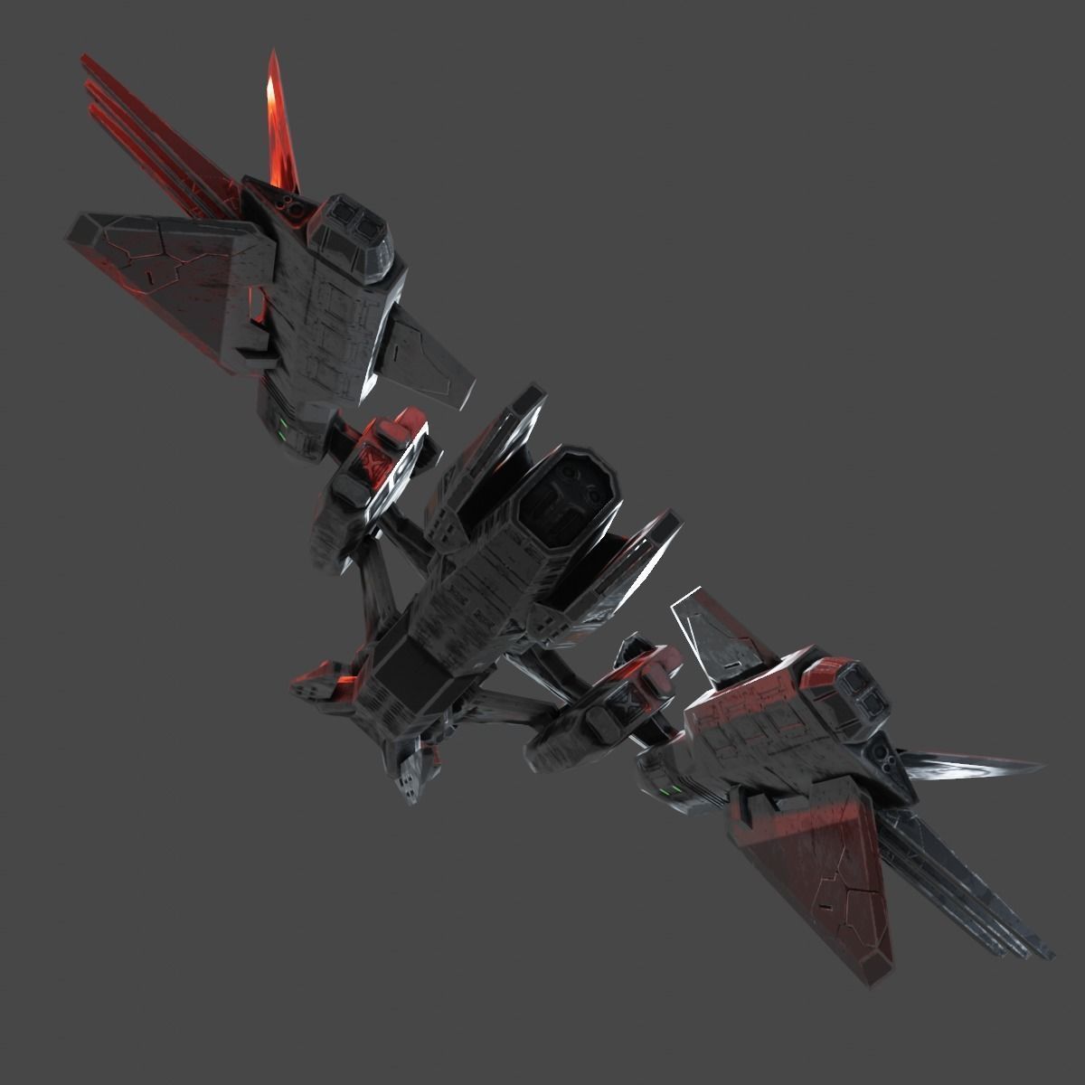 PBR Realtime Spaceship Low-poly 3D model_7