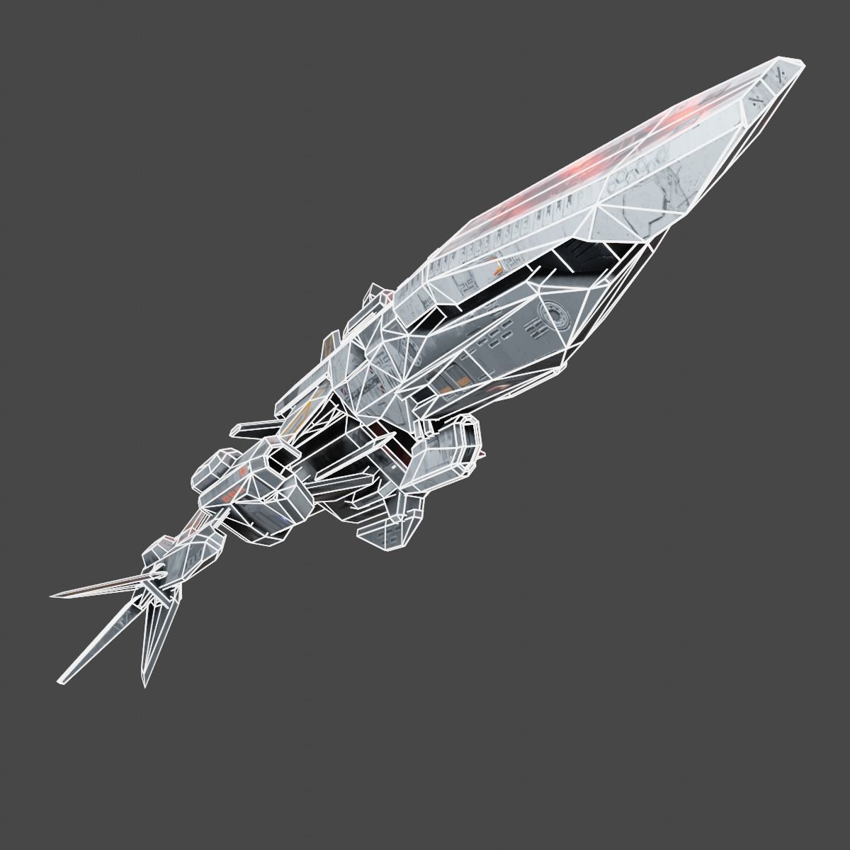 PBR Realtime Spaceship Low-poly 3D model_13