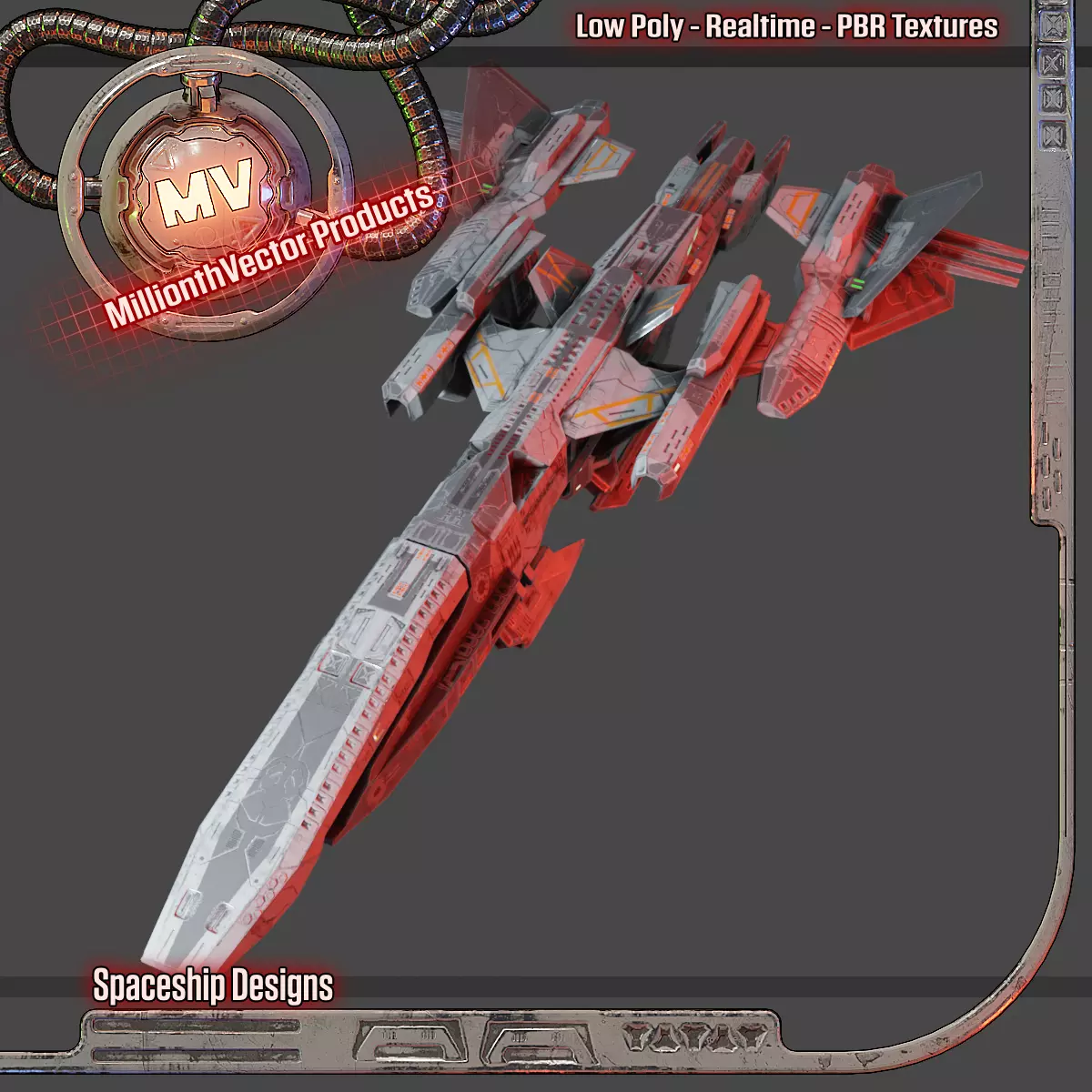 PBR Realtime Spaceship Low-poly 3D model_0