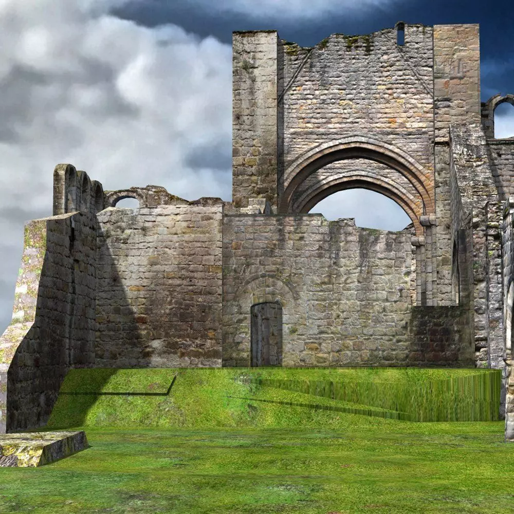 Abbey In Ruins Monastery 3D model_0