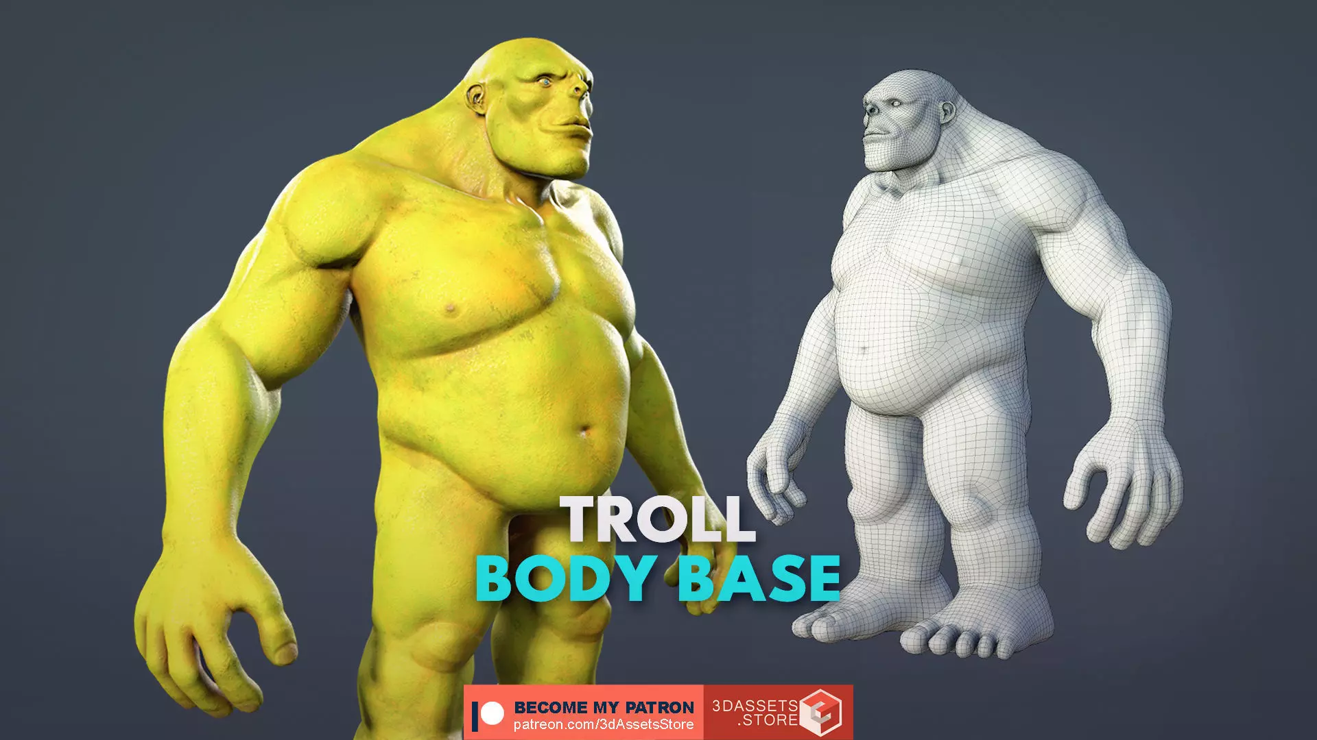 Character - Troll Body Base Low-poly 3D model_0