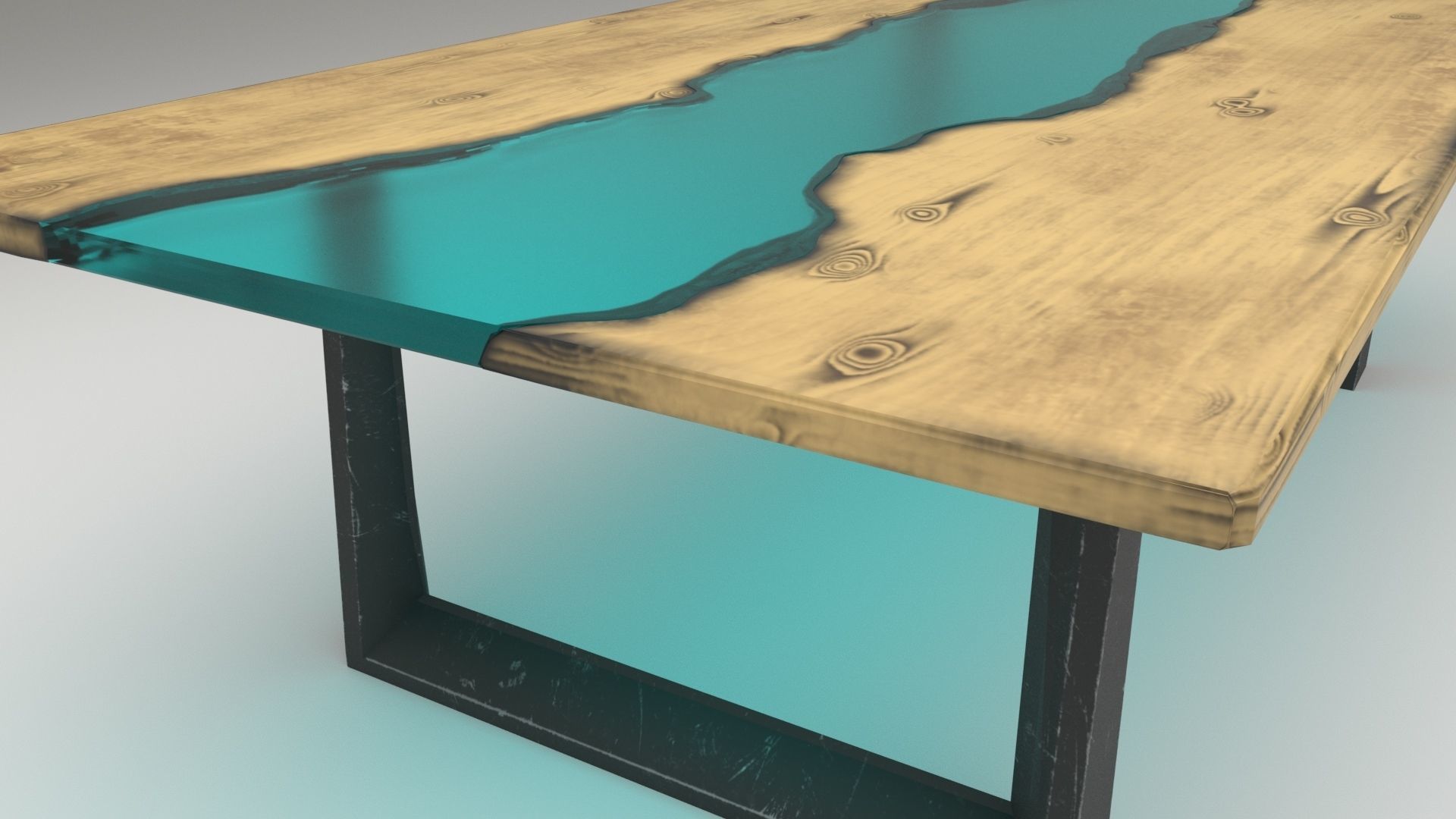 Resin wood table 3D model_6