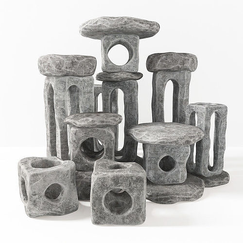 Stone light cube decorative n2 3D model