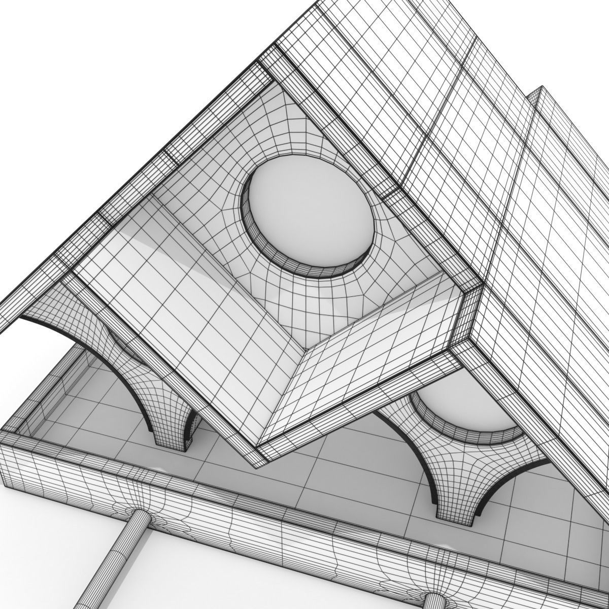 Wooden Bird Feeder - Triple A 3D model_6