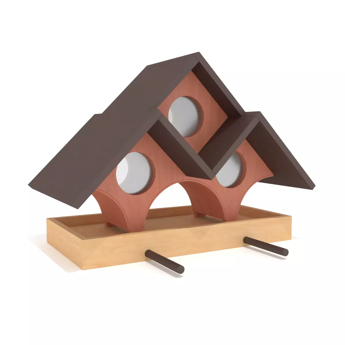 Wooden Bird Feeder - Triple A 3D model_0