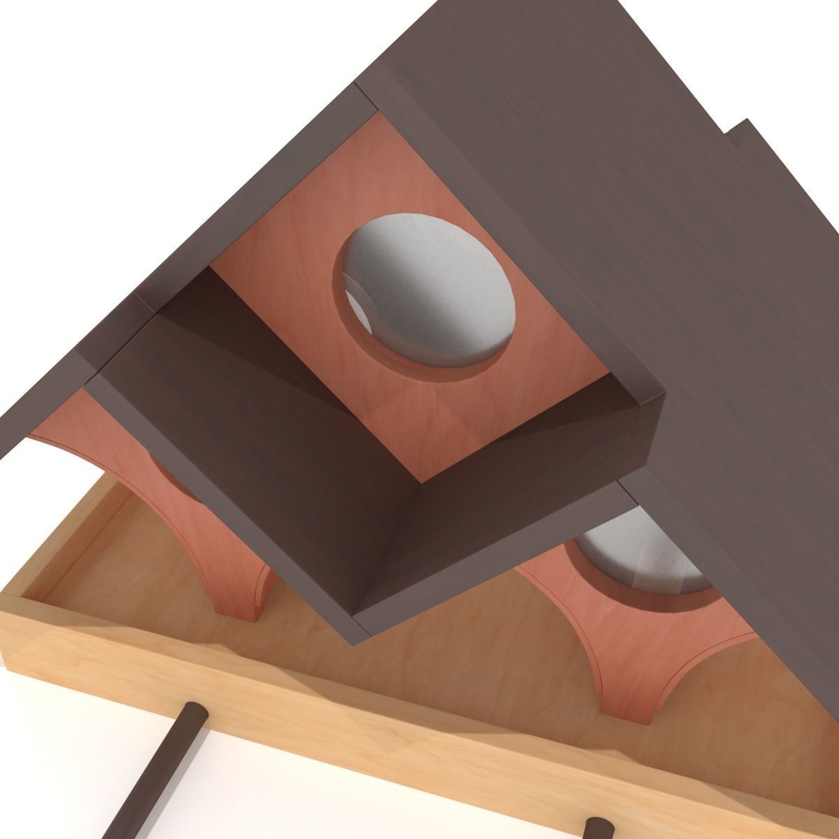 Wooden Bird Feeder - Triple A 3D model_2