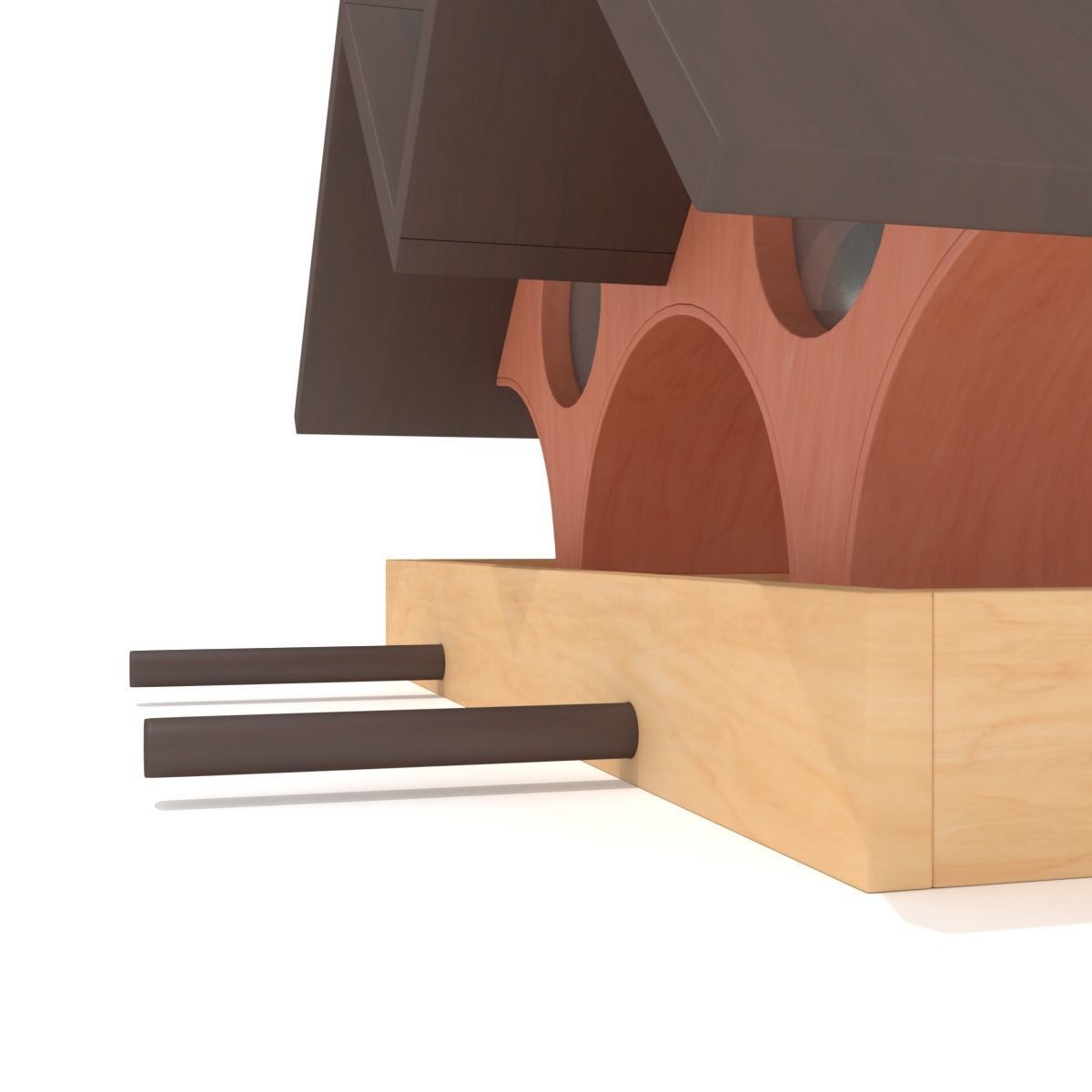 Wooden Bird Feeder - Triple A 3D model_3