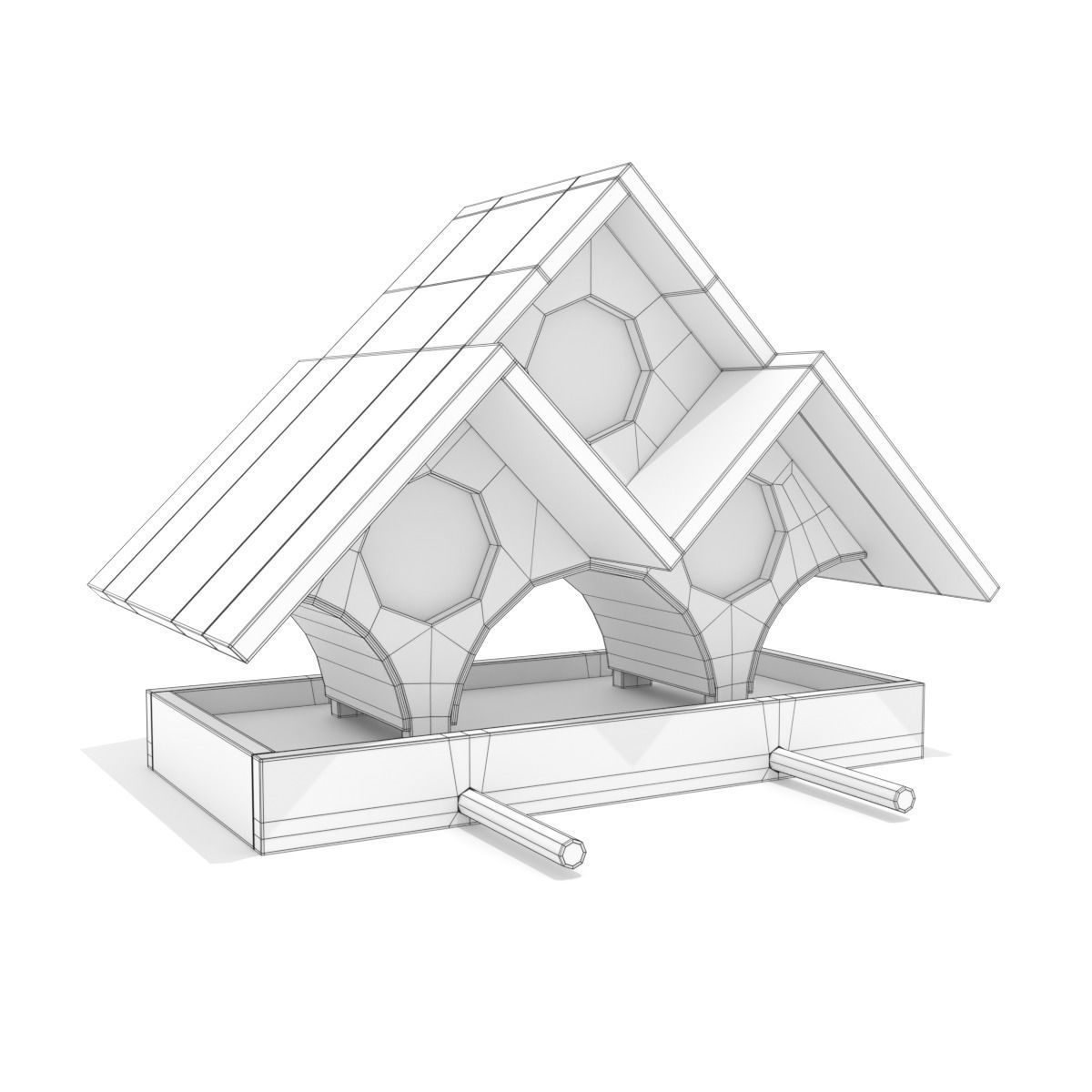 Wooden Bird Feeder - Triple A 3D model_5