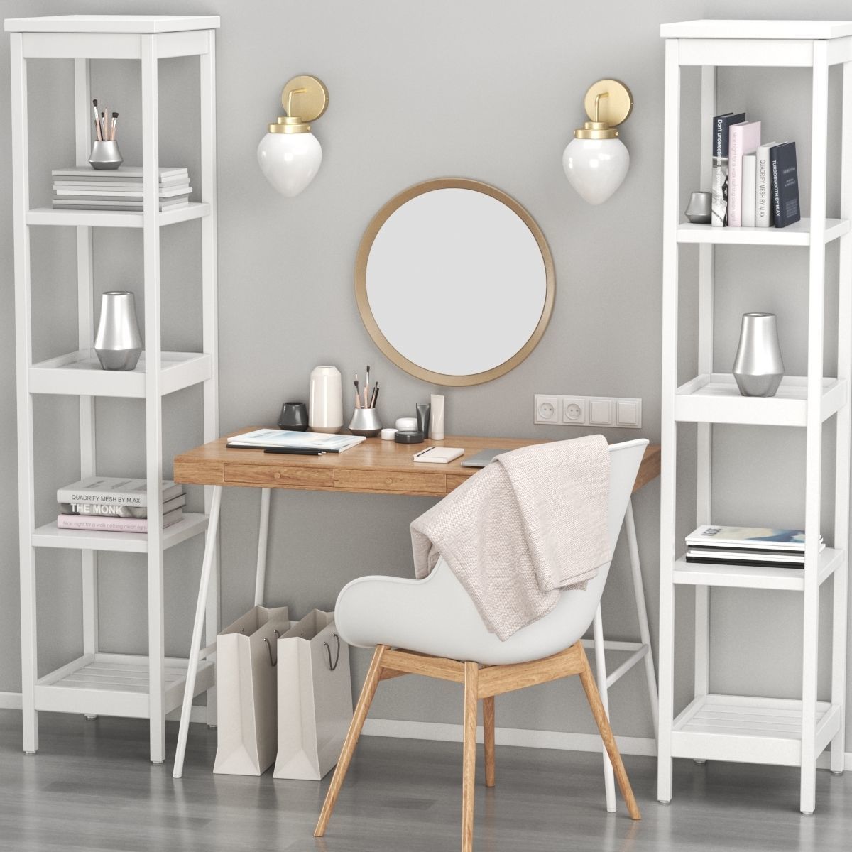Womens dressing table and workplace 3D model_4