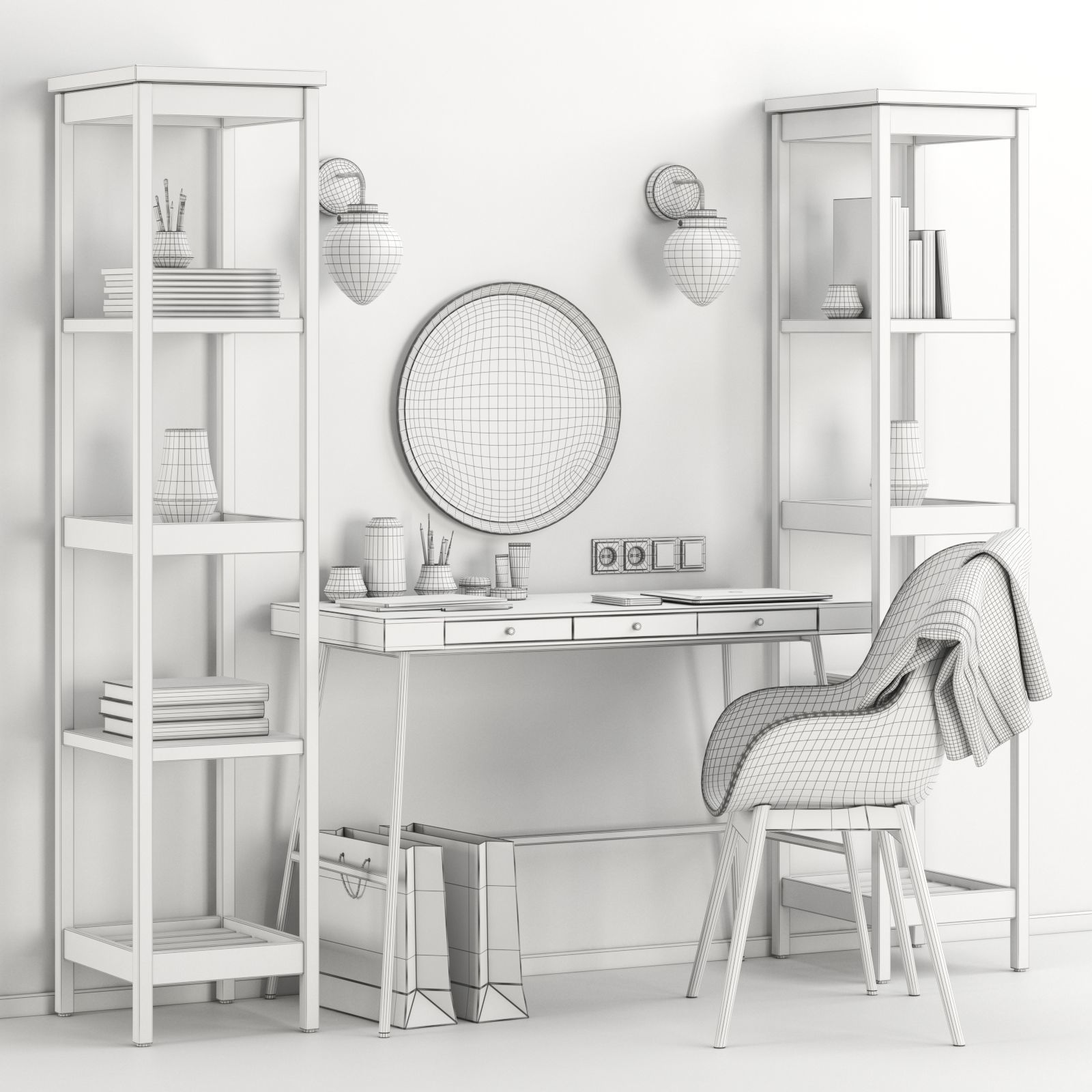 Womens dressing table and workplace 3D model_2