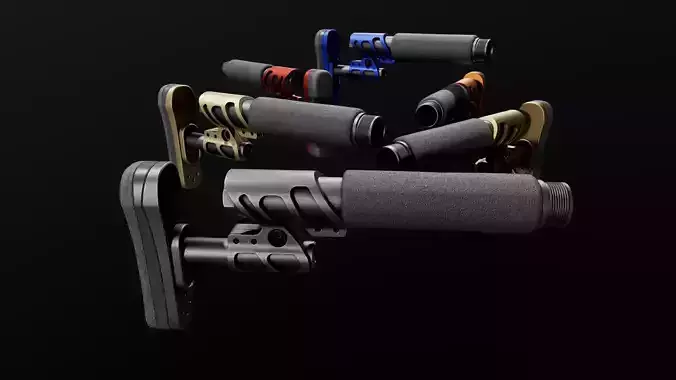 Odin Works Zulu 2 Adjustable AR15 Buttstock Low-poly 3D model