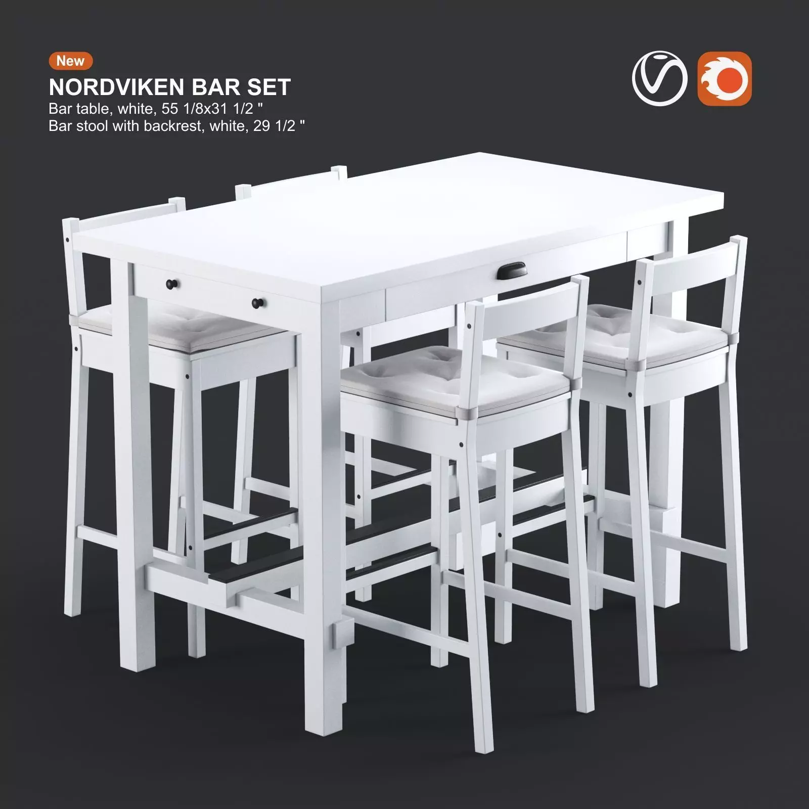 NORDVIKEN bar table and bar stool 3D model_0