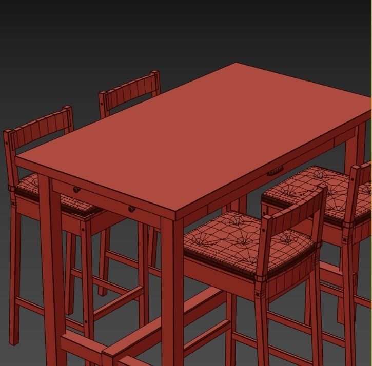 NORDVIKEN bar table and bar stool 3D model_4