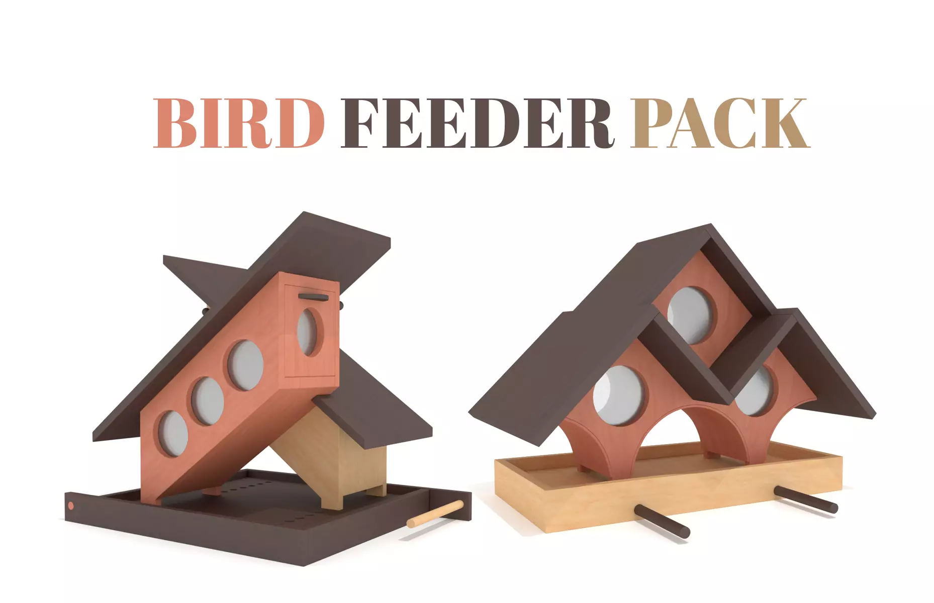 Wooden Bird Feeder PACK 3D Model Collection_0