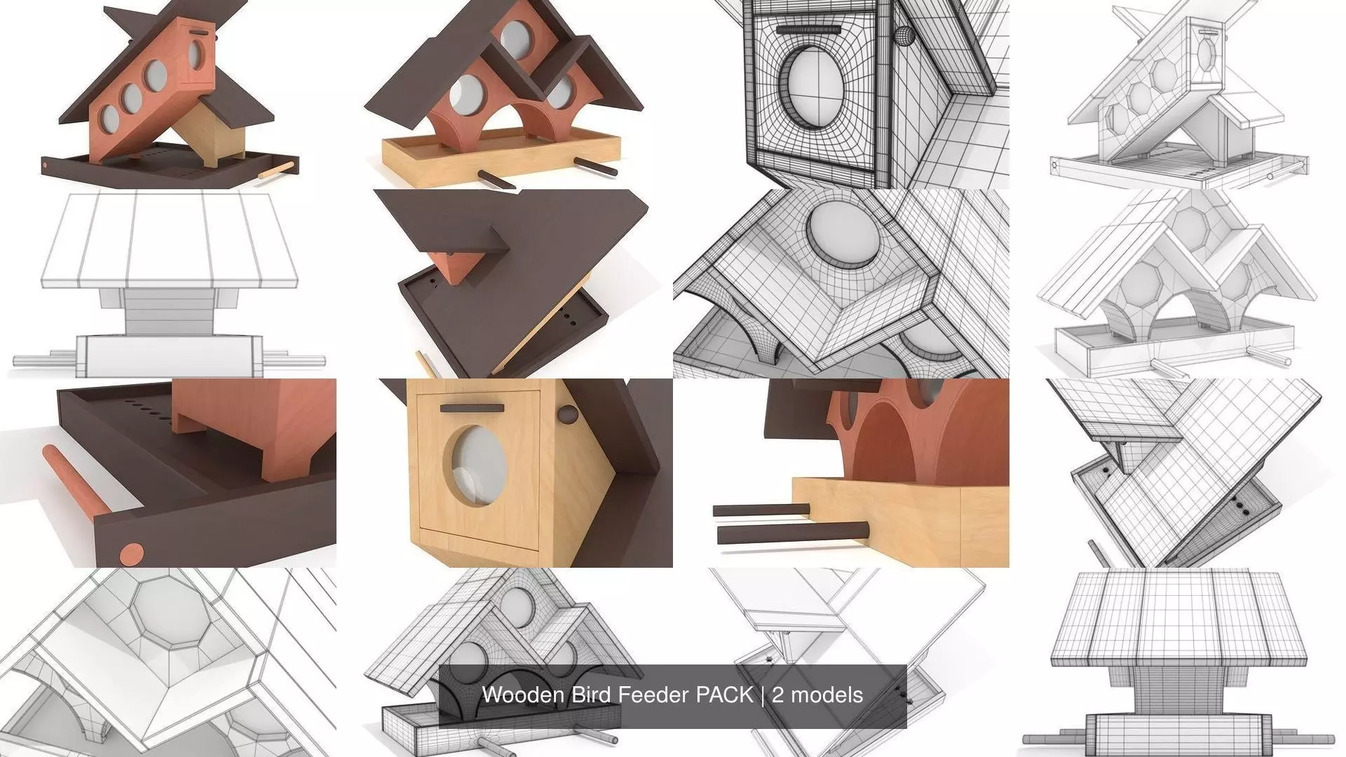 Wooden Bird Feeder PACK 3D Model Collection_1