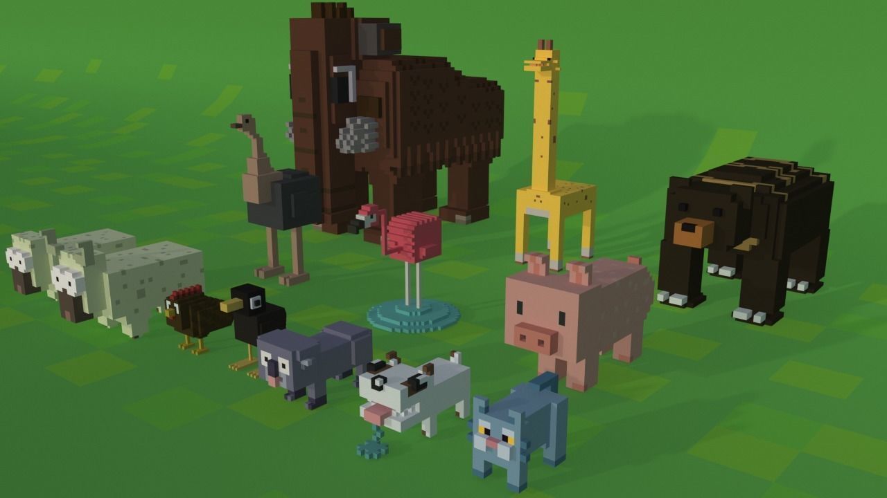 Voxel Animals Pack Low-poly 3D model_2