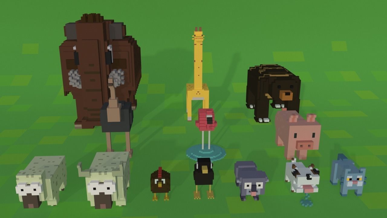Voxel Animals Pack Low-poly 3D model_1