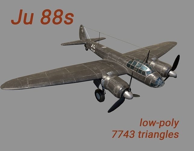 Ju 88 S  PBR Low-poly 3D model