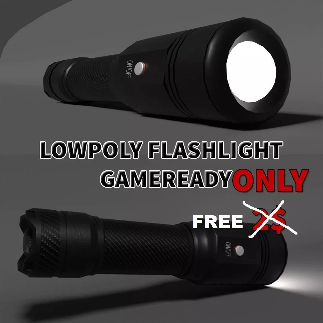 Lowpoly Flashlight for games Free low-poly 3D model