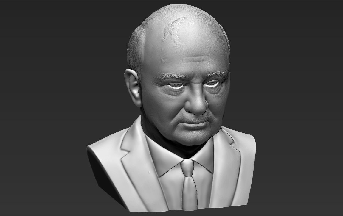 Mikhail Gorbachev bust ready for full color 3D printing 3D print model_36