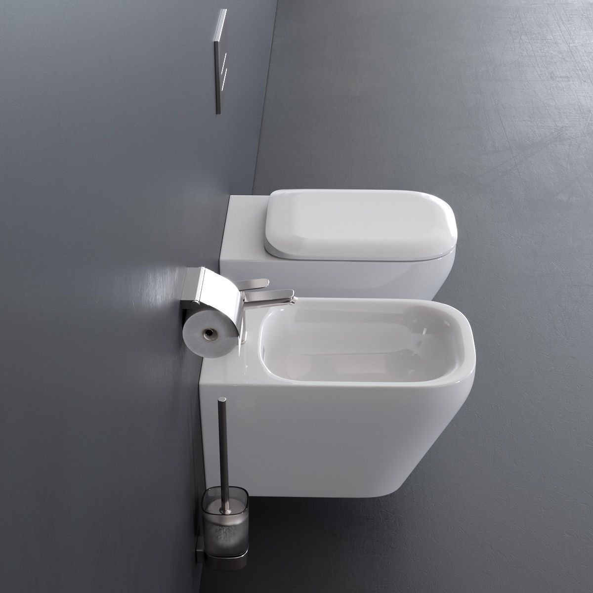 Ideal Standard TONIC II Wall-Hung WC art K3167 art K5236 Low-poly 3D model_1