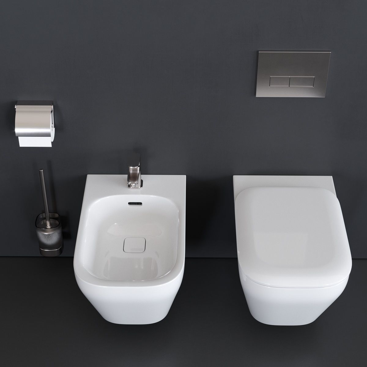 Ideal Standard TONIC II Wall-Hung WC art K3167 art K5236 Low-poly 3D model_3