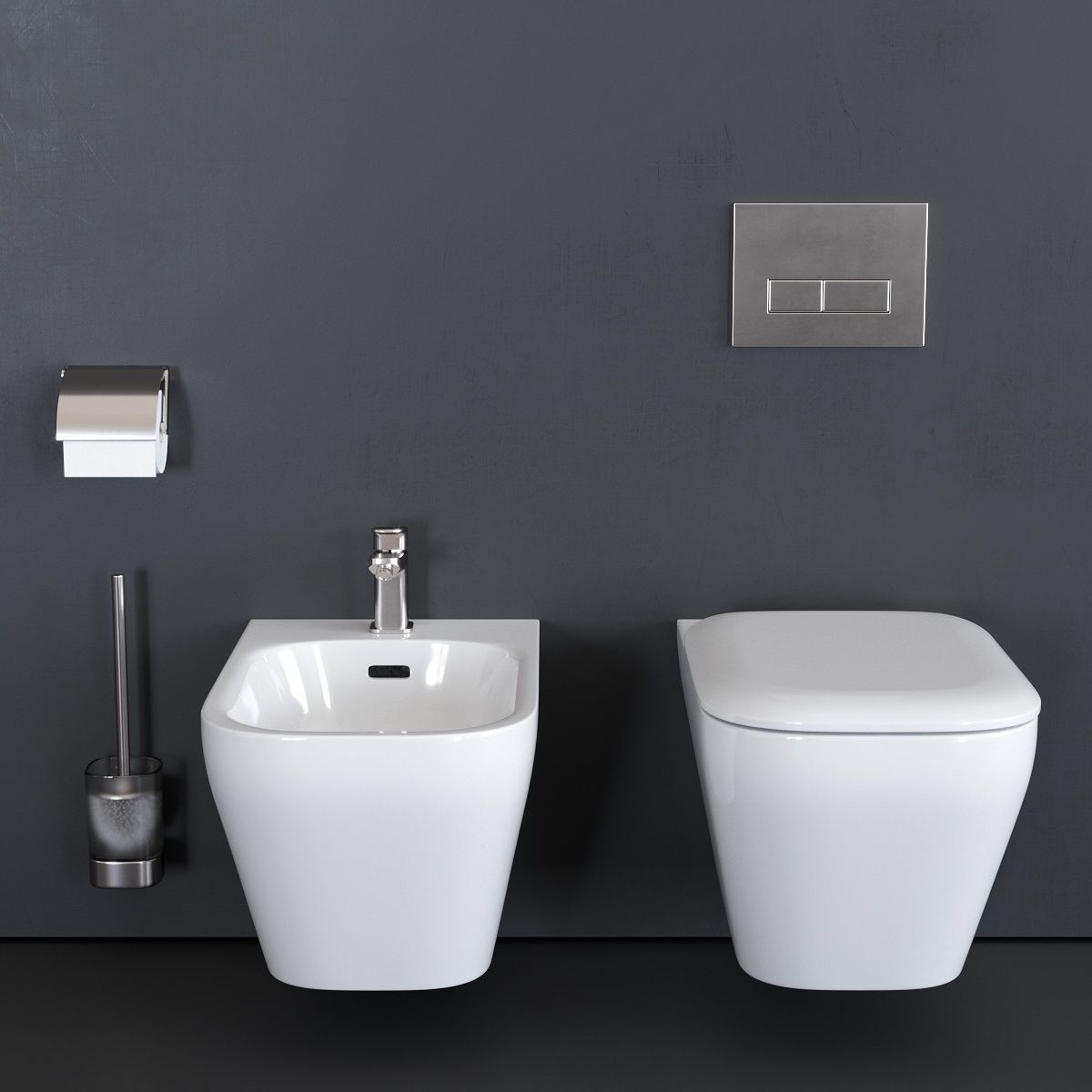 Ideal Standard TONIC II Wall-Hung WC art K3167 art K5236 Low-poly 3D model_2