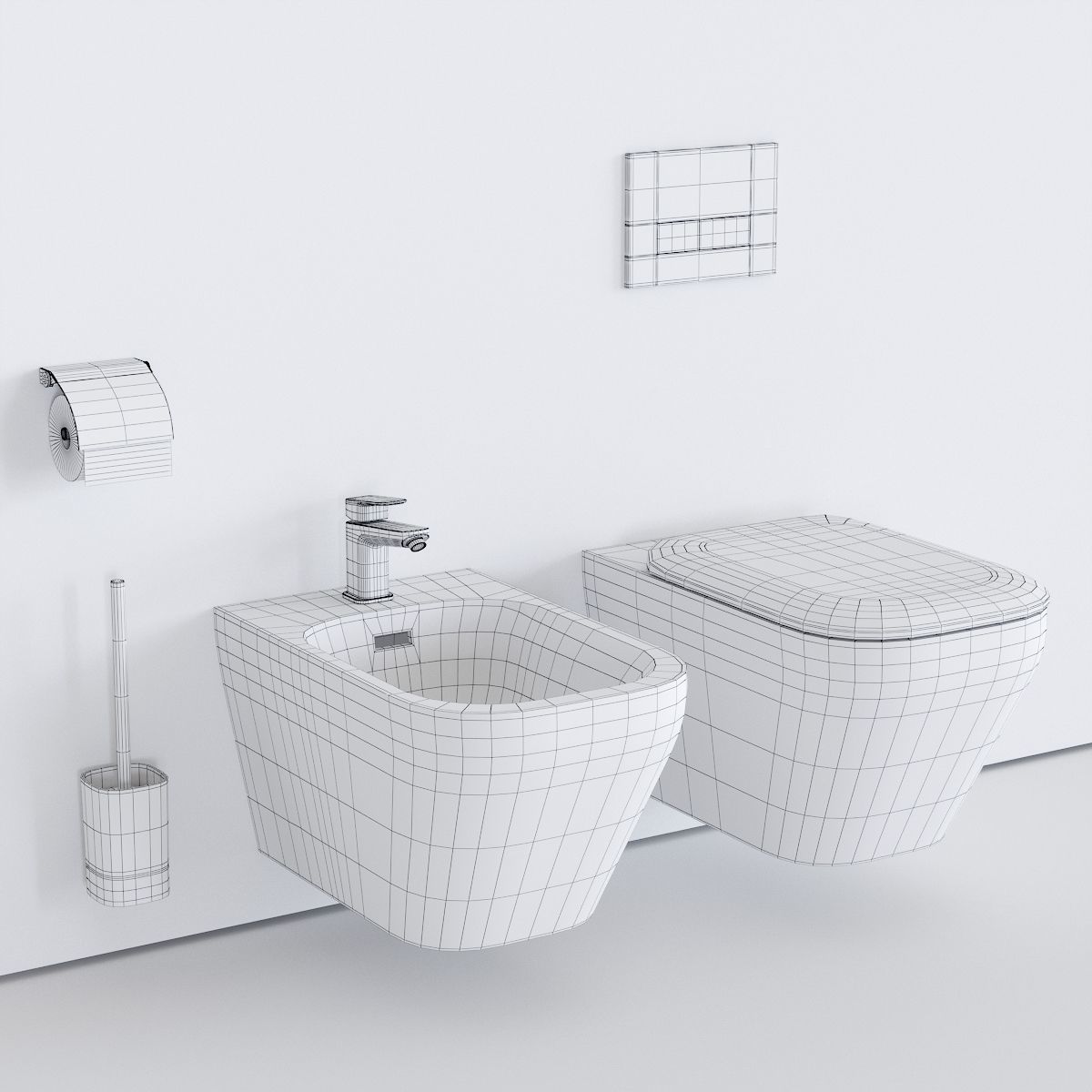 Ideal Standard TONIC II Wall-Hung WC art K3167 art K5236 Low-poly 3D model_4