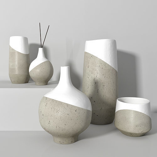 Half Dipped Stoneware Vases - West Elm 3D model
