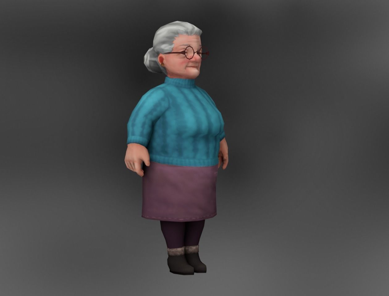 Old Lady Low-poly 3D model_2