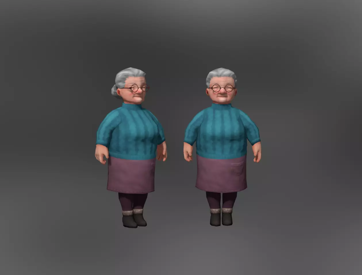Old Lady Low-poly 3D model_0