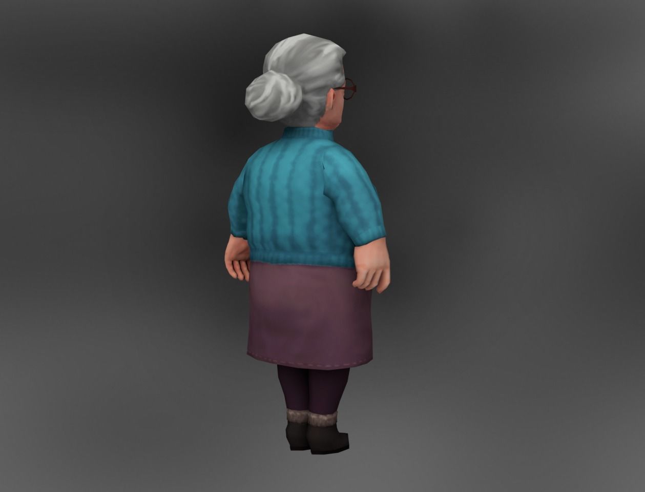 Old Lady Low-poly 3D model_4