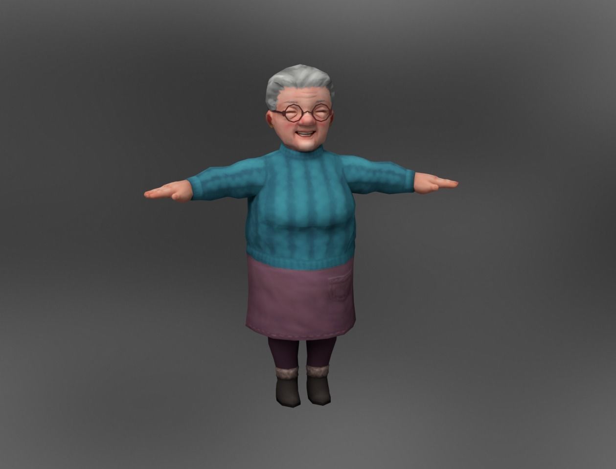 Old Lady Low-poly 3D model_6