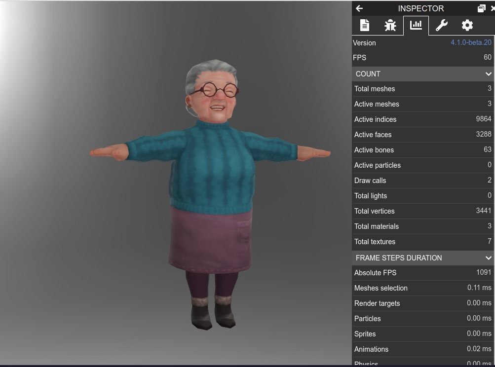 Old Lady Low-poly 3D model_11