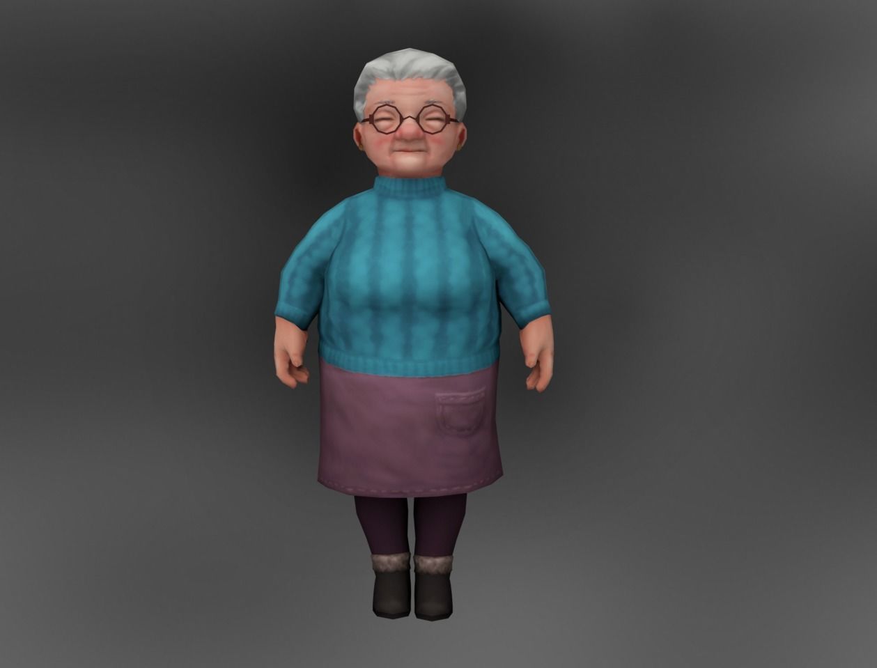 Old Lady Low-poly 3D model_1