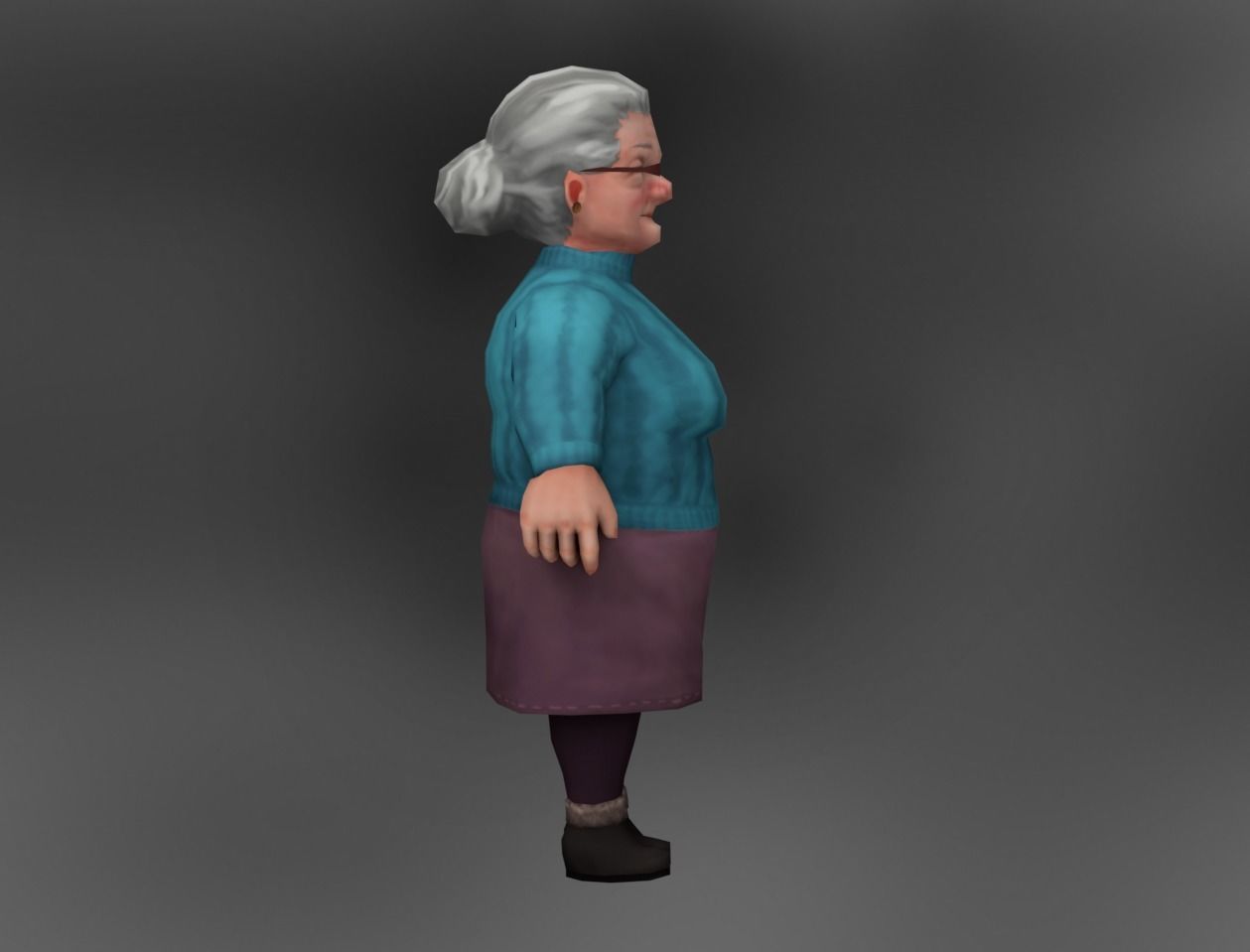Old Lady Low-poly 3D model_3