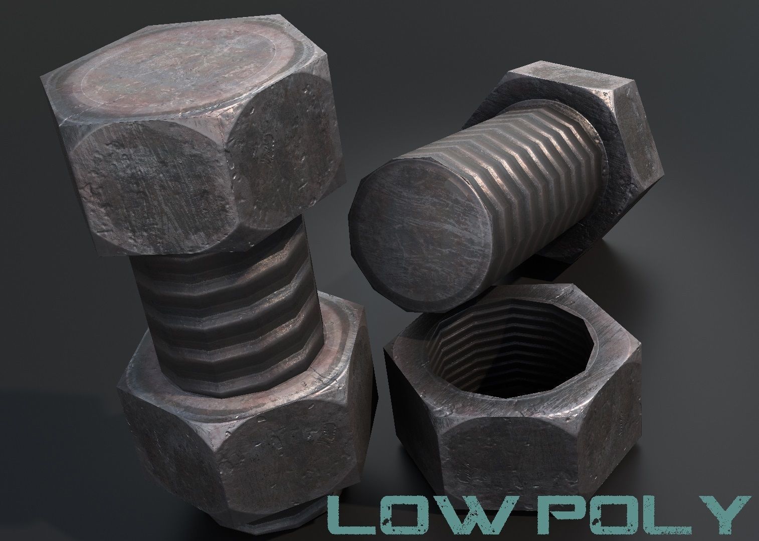 Nut and bolt - Game-Ready VR Low-poly 3D model_5
