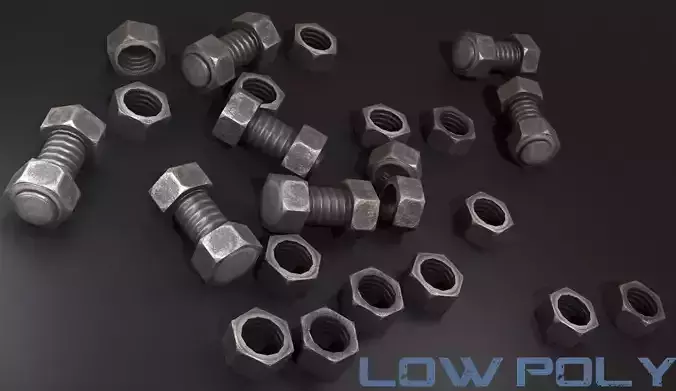 Nut and bolt - Game-Ready VR Low-poly 3D model