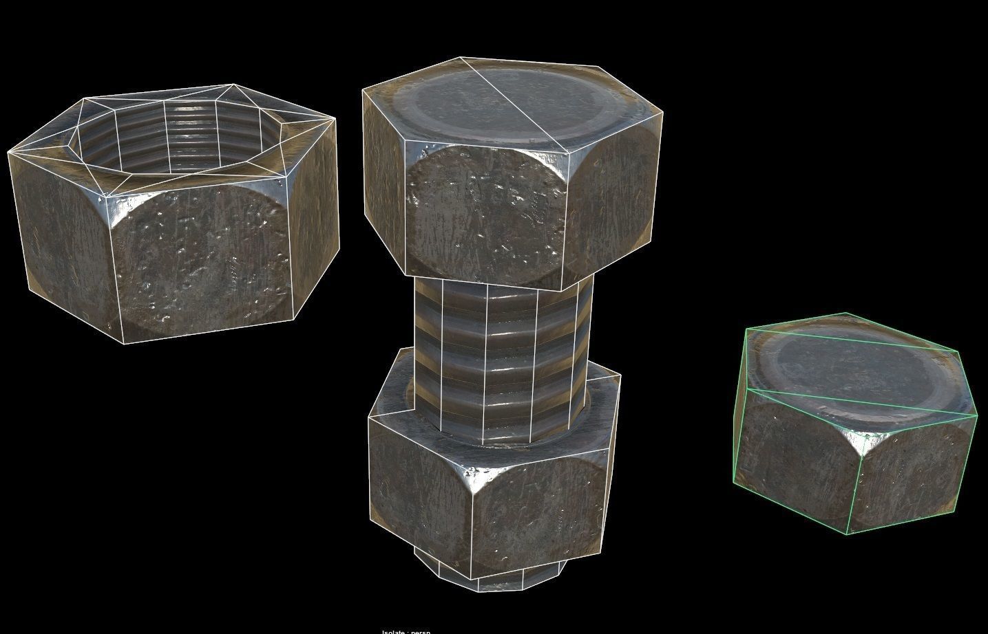 Nut and bolt - Game-Ready VR Low-poly 3D model_2