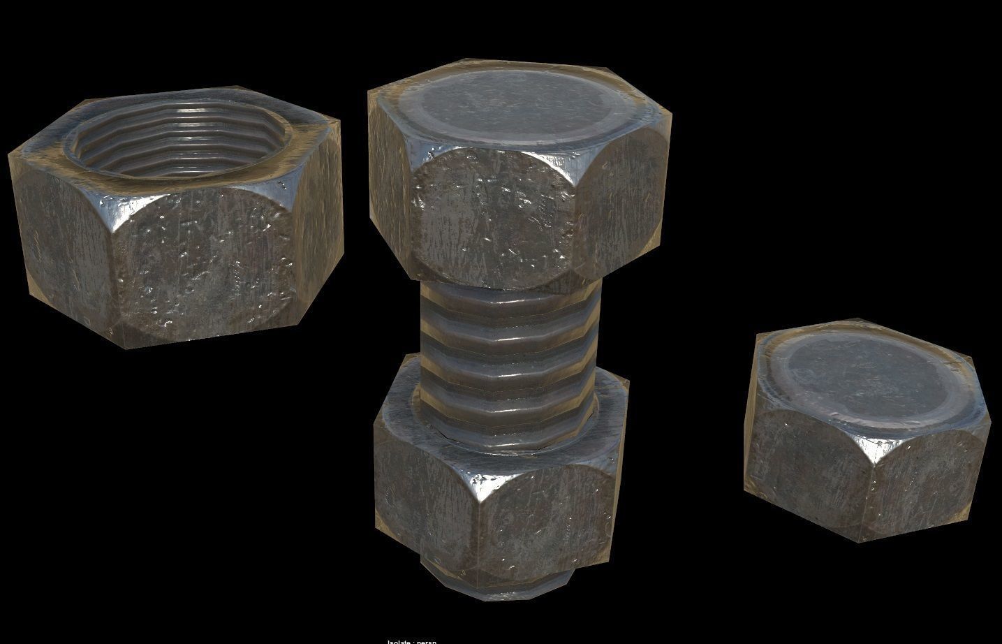 Nut and bolt - Game-Ready VR Low-poly 3D model_3