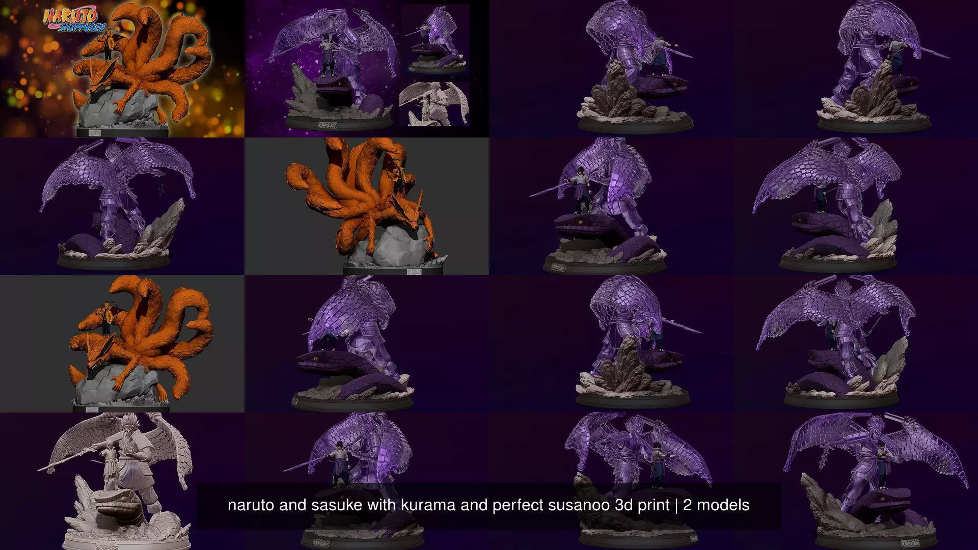 naruto and sasuke with kurama and perfect susanoo 3d print 3D Model Collection_3