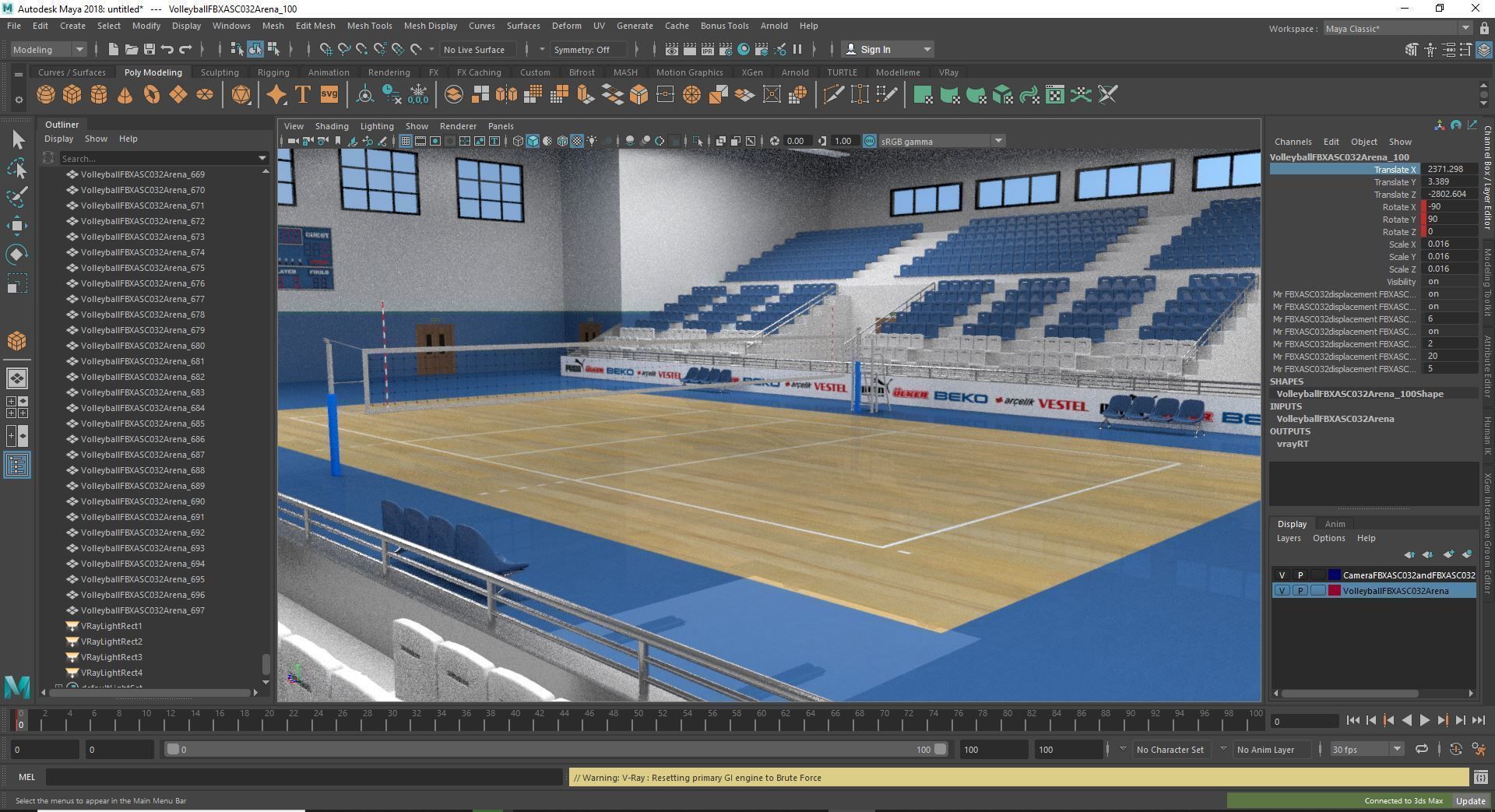 School Gym  Volleyball Court 3D model_10