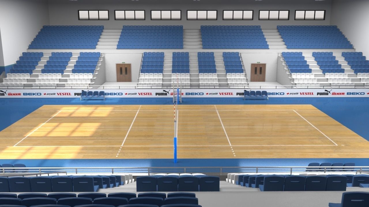 School Gym  Volleyball Court 3D model_2