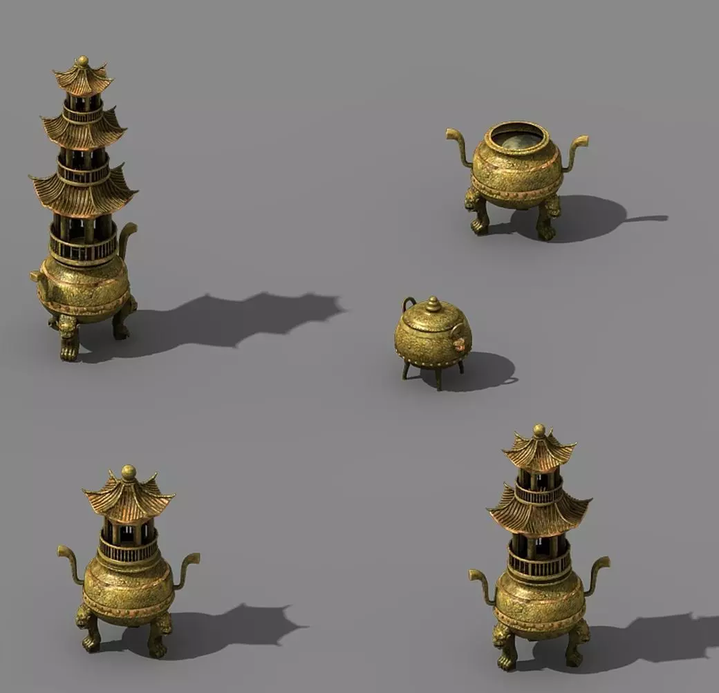 Dynasty Elven Mountain Range - Incense burner 01 3D model_0