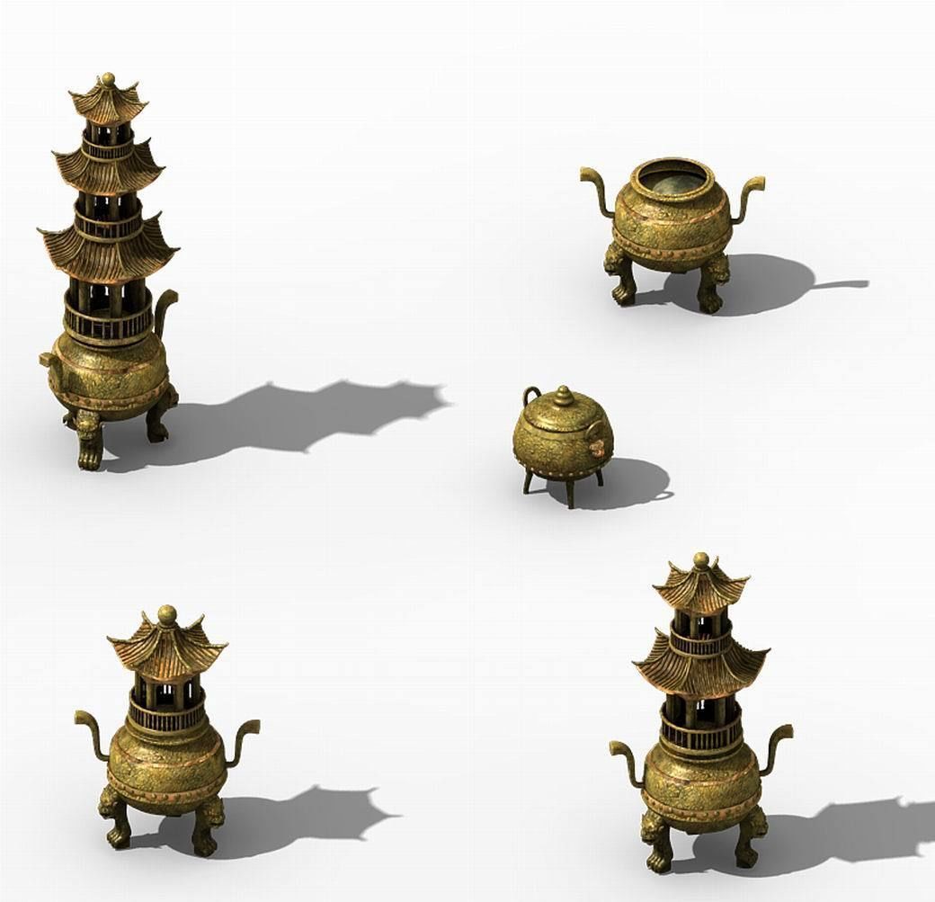 Dynasty Elven Mountain Range - Incense burner 01 3D model_1