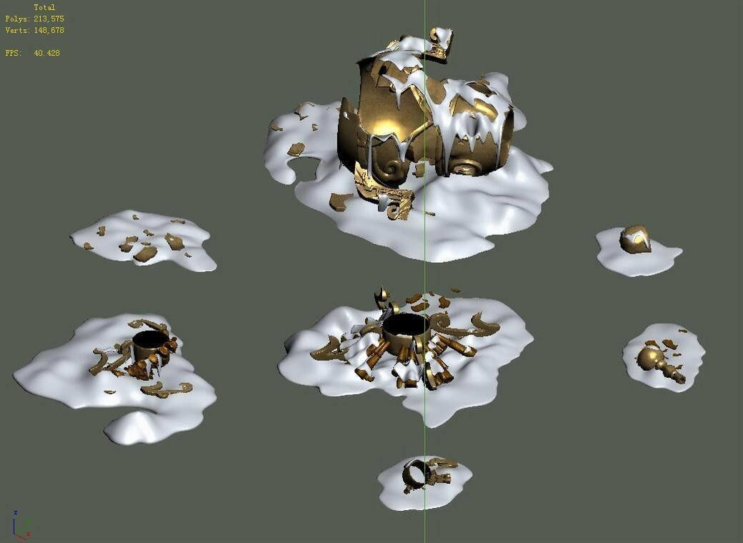 Dynasty Kunlun Snow Mountain - Broken Incense Burner 03 3D model_5