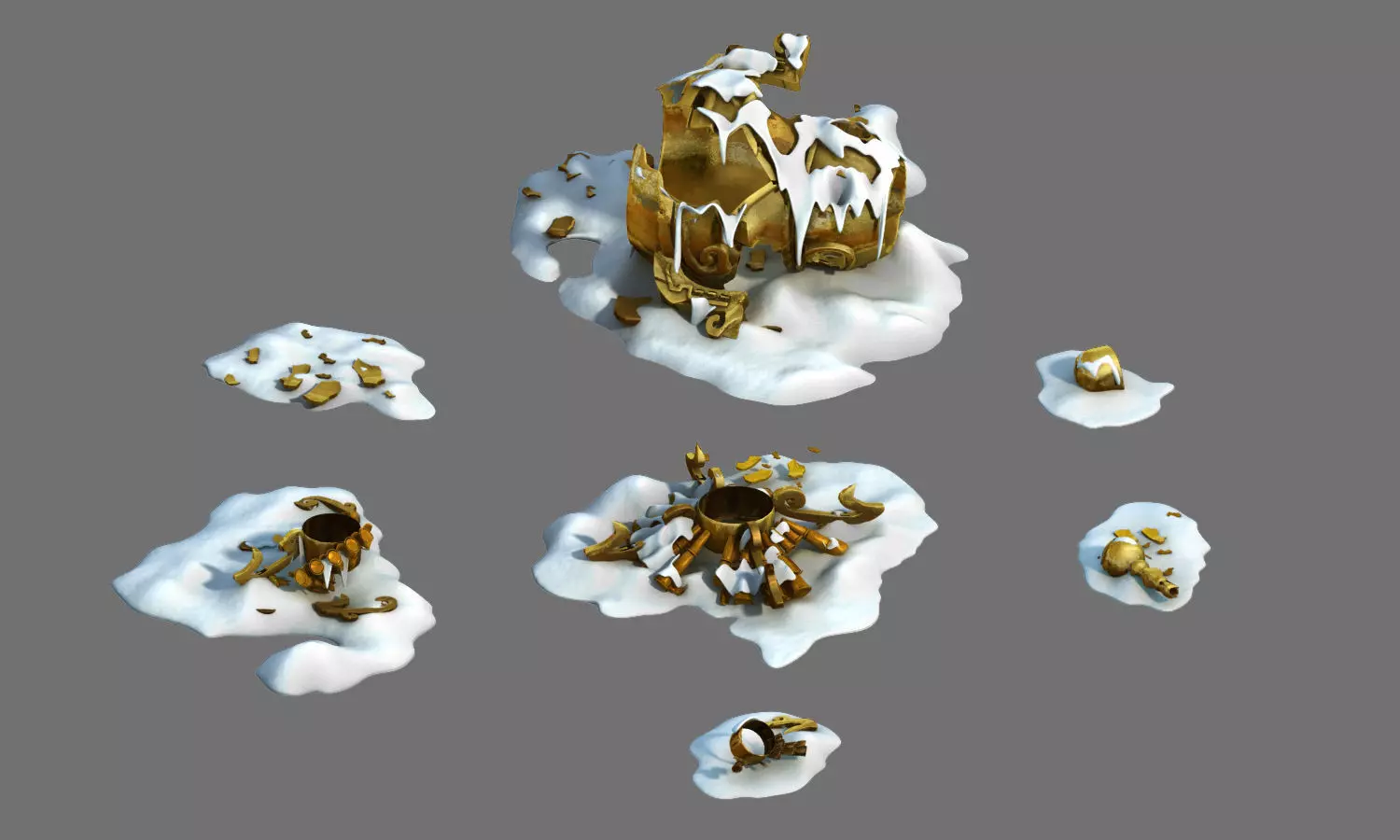 Dynasty Kunlun Snow Mountain - Broken Incense Burner 03 3D model_0