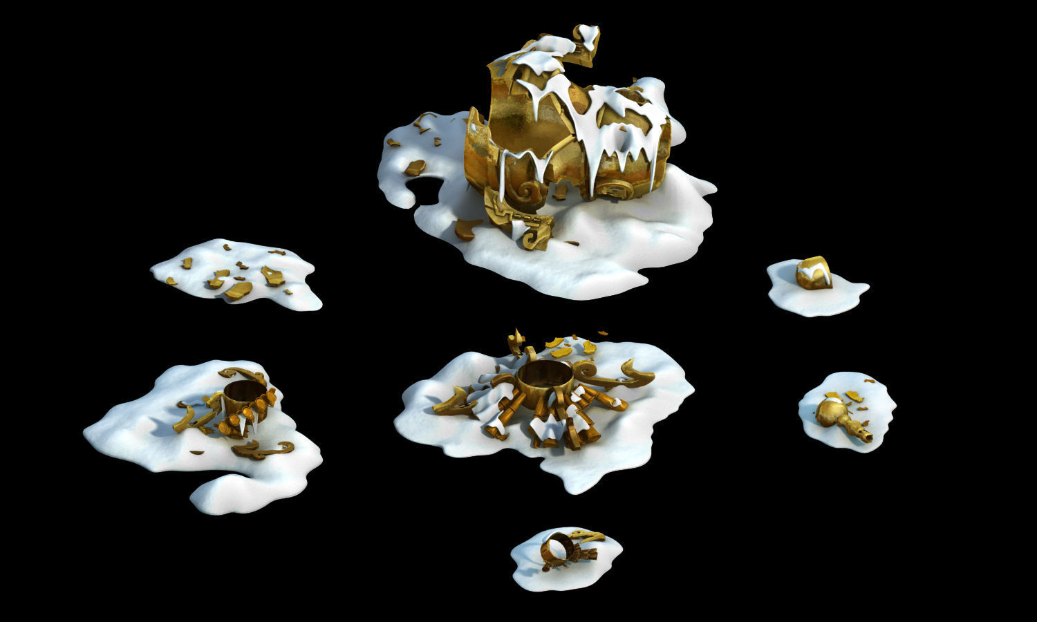 Dynasty Kunlun Snow Mountain - Broken Incense Burner 03 3D model_1