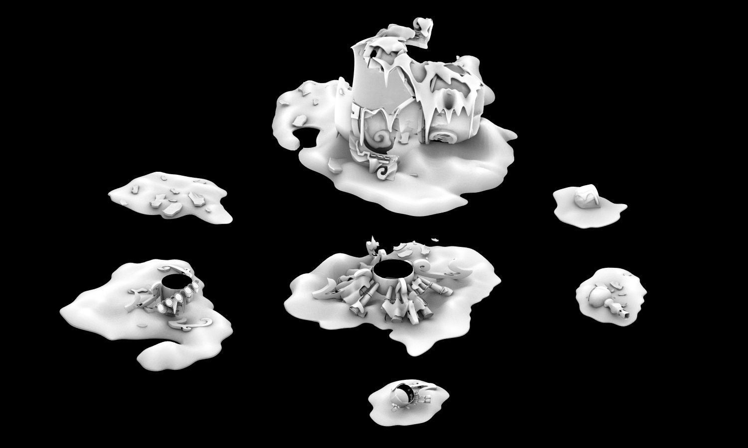 Dynasty Kunlun Snow Mountain - Broken Incense Burner 03 3D model_2