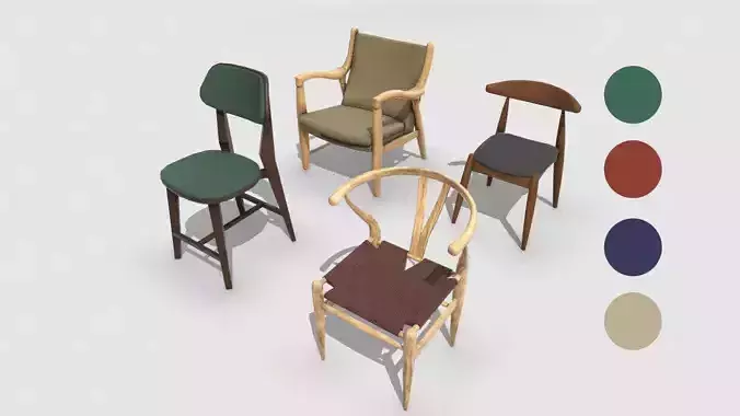 Realistic Wooden Armchair Chair